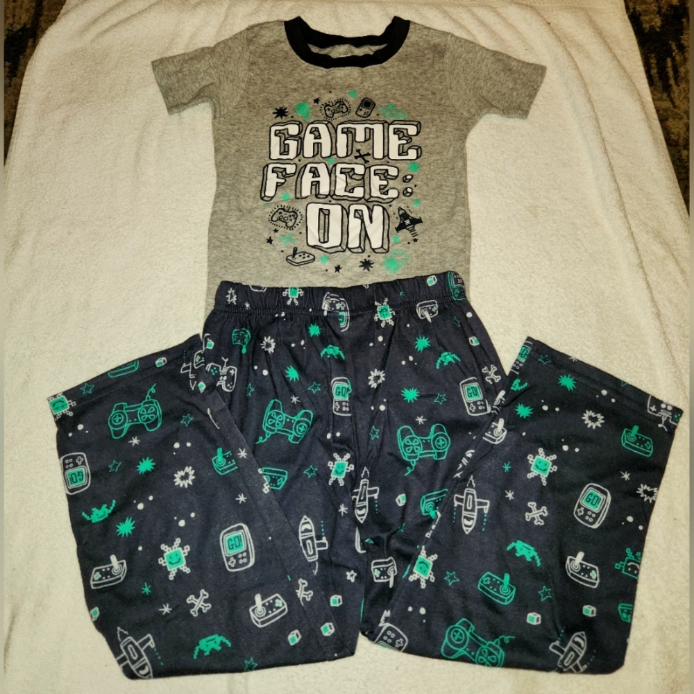Boys Carters Game Face On Pajama Set Gray & Navy Size 6